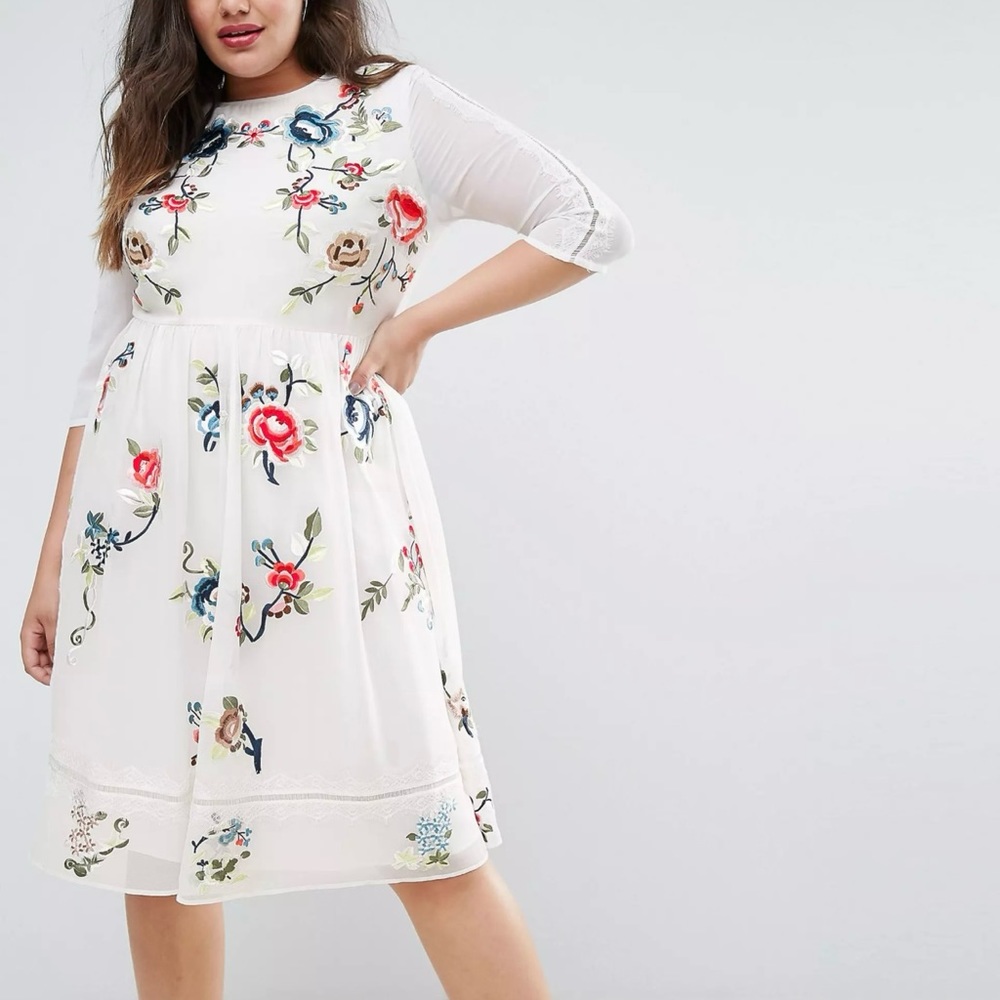 ASOS Curve White Floral Dress